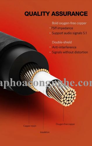 Ugreen 20742 10M màu Xám Cáp âm thanh bông sen Coaxial cao cấp AV133 30020742